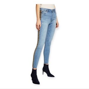 JOE'S JEANS Charlie High Rise Skinny Ankle Size 31 Sparkling Leopard Stripe NWOT